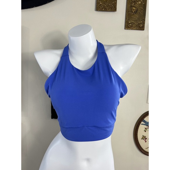 Tops - Vuori Cobalt Blue High-Neck Racerback Active Sports Bra Crop Top Size Large